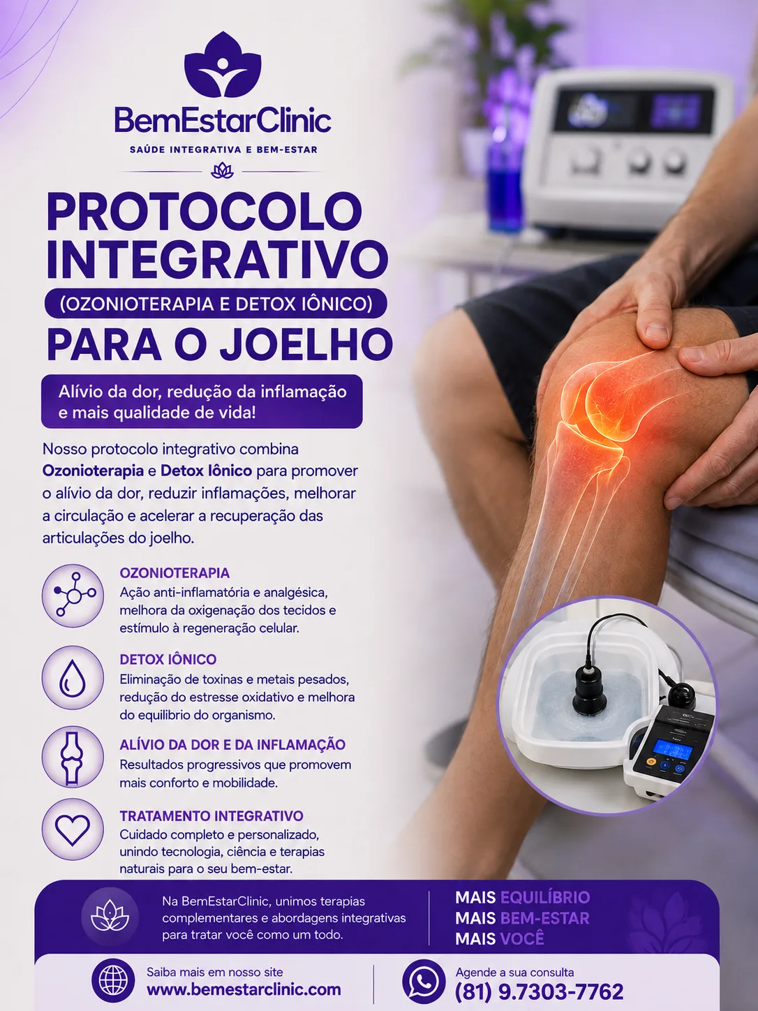 PROTOCOLO INTEGRATIVO PARA O JOELHO | OZONIOTERAPIA + DETOX IÔNICO🦵✨