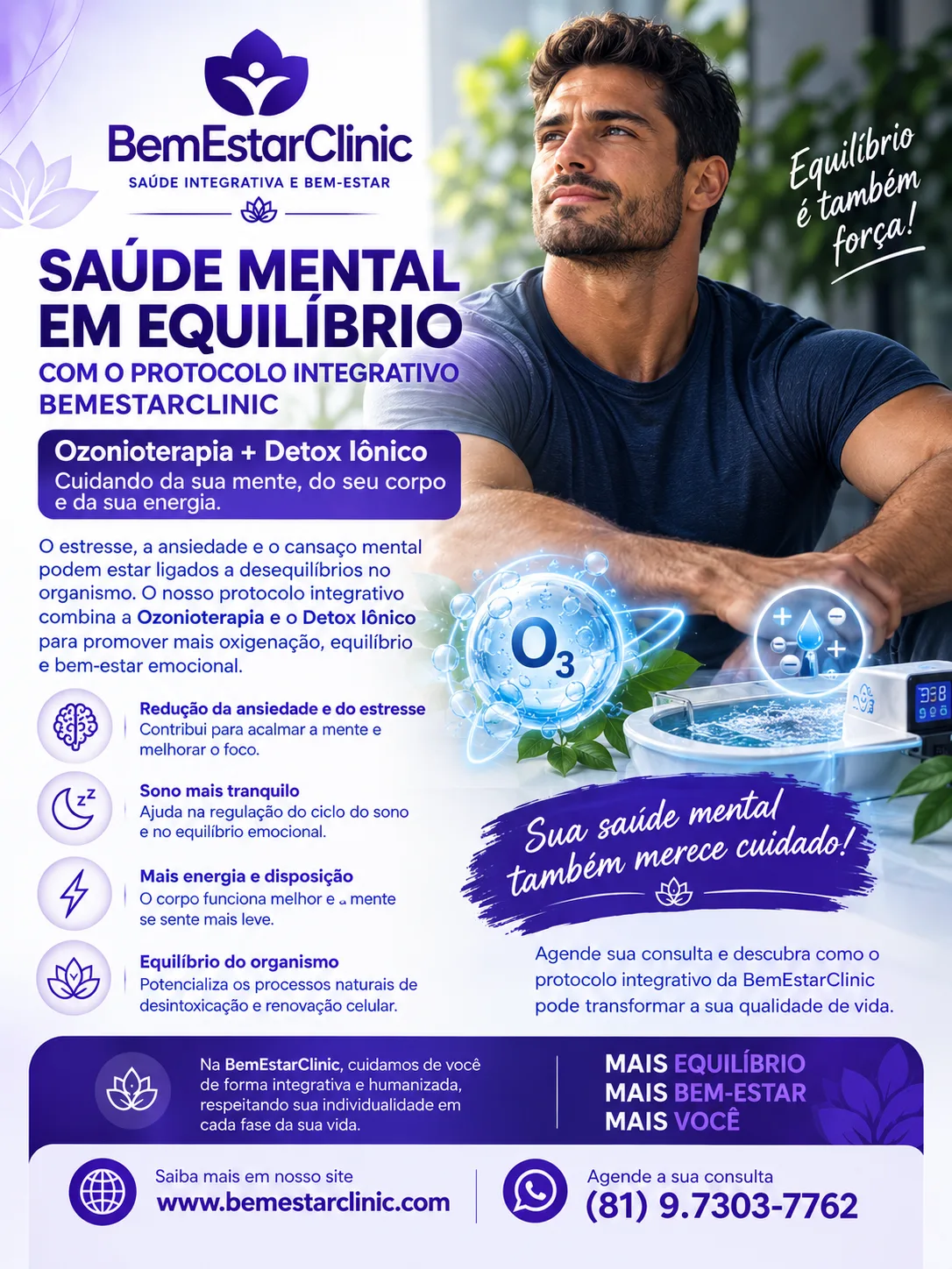 SAÚDE MENTAL com o Protocolo Integrativo - Ozonioterapia e Detox Iônico. — BemEstarClinic, Caruaru-PE